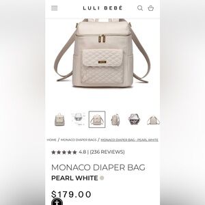 LULI BEBE
MONACO DIAPER BAG in PEARL WHITE